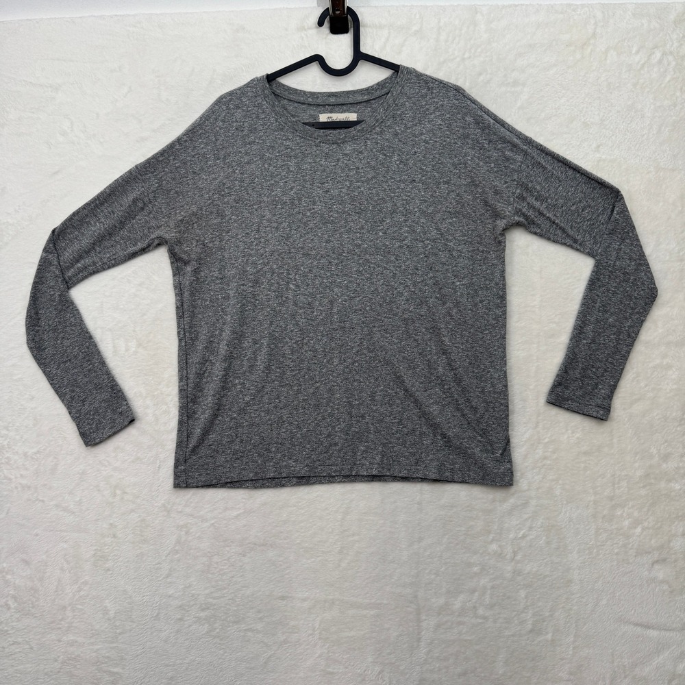 Madewell T-Shirt Womens XS Grey Long Sleeve Crew Neck‎ Relaxed Drop Shoulder Tee